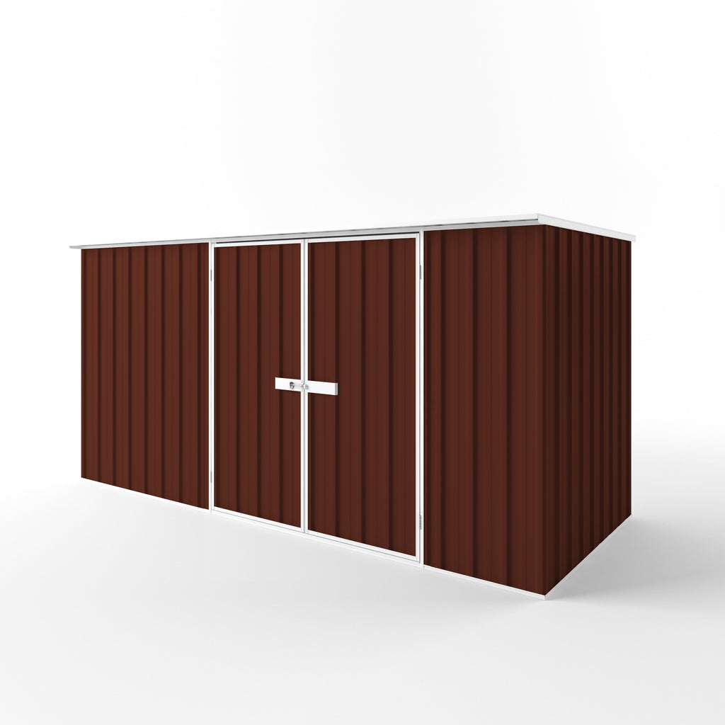 Flat Roof Garden Shed 3.75m (w) x 1.50m (d) Standard - 1.82m Heritage Red Colour