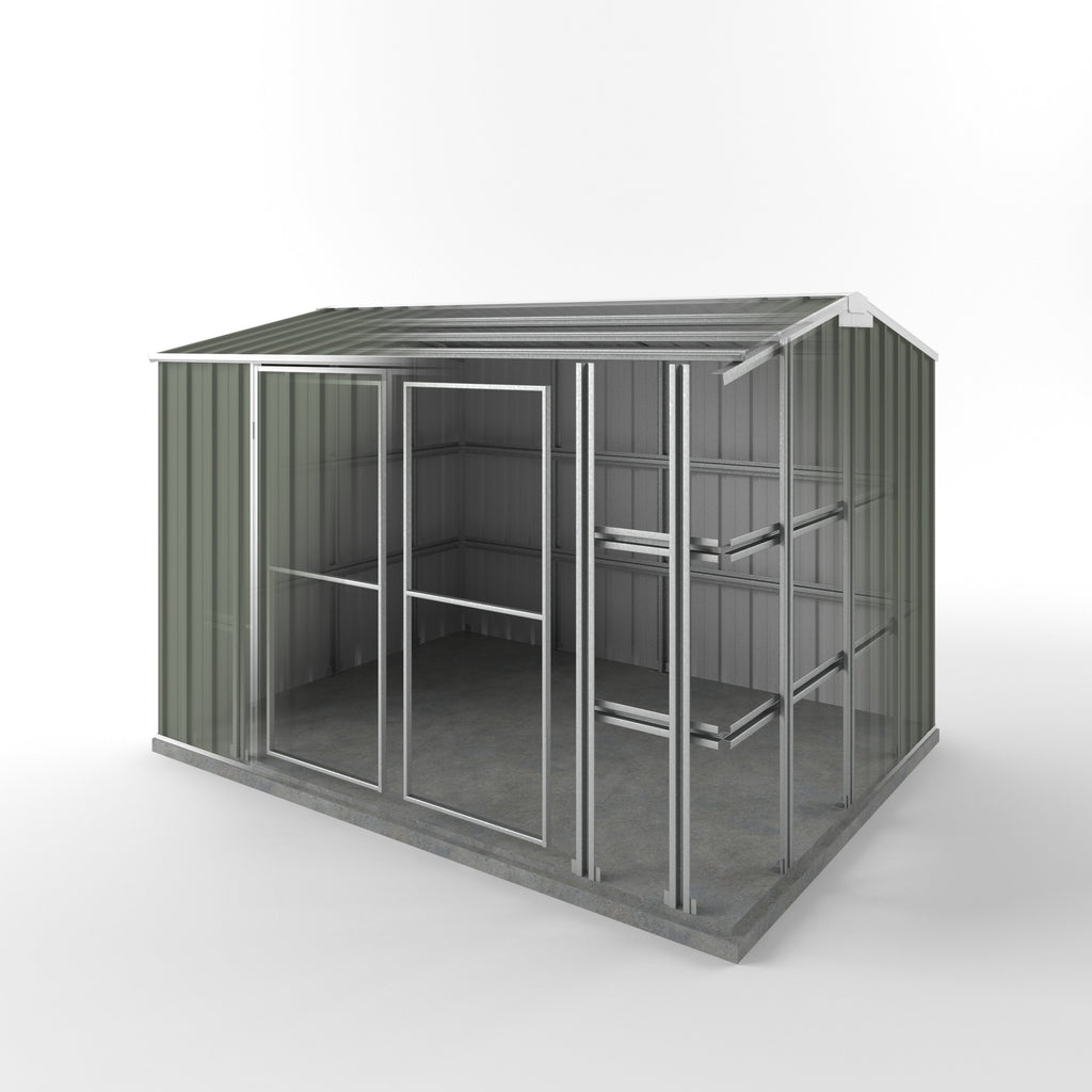 Storm Shed 3.00m (w) x 2.25m (d) Standard - 2.05m Mist Green Colour