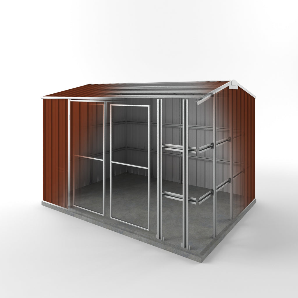 Storm Shed 3.00m (w) x 2.25m (d) Standard - 2.05m Tuscan Red Colour