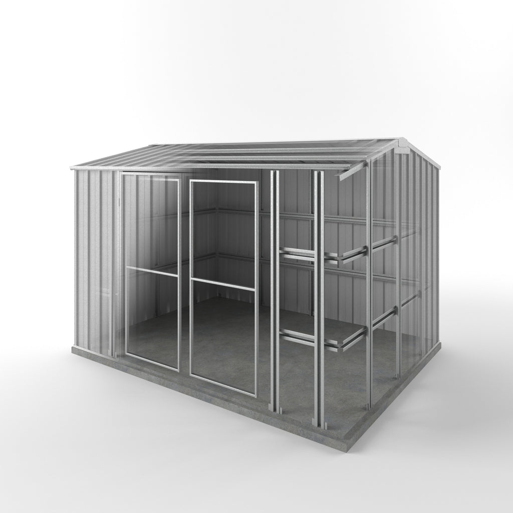 Storm Shed 3.00m (w) x 2.25m (d)x 2.05m (h)  Zinc Colour