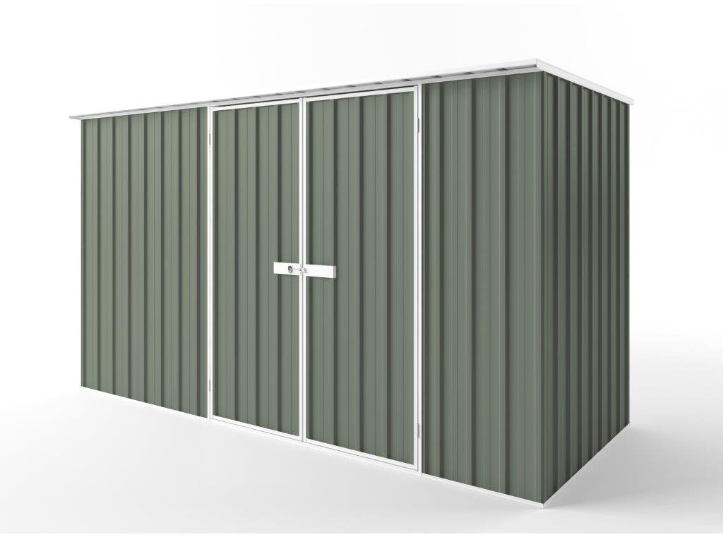 Flat Roof Garden Shed 3.75m (w) x 1.50m (d) Tall - 2.12m Mist Green Colour