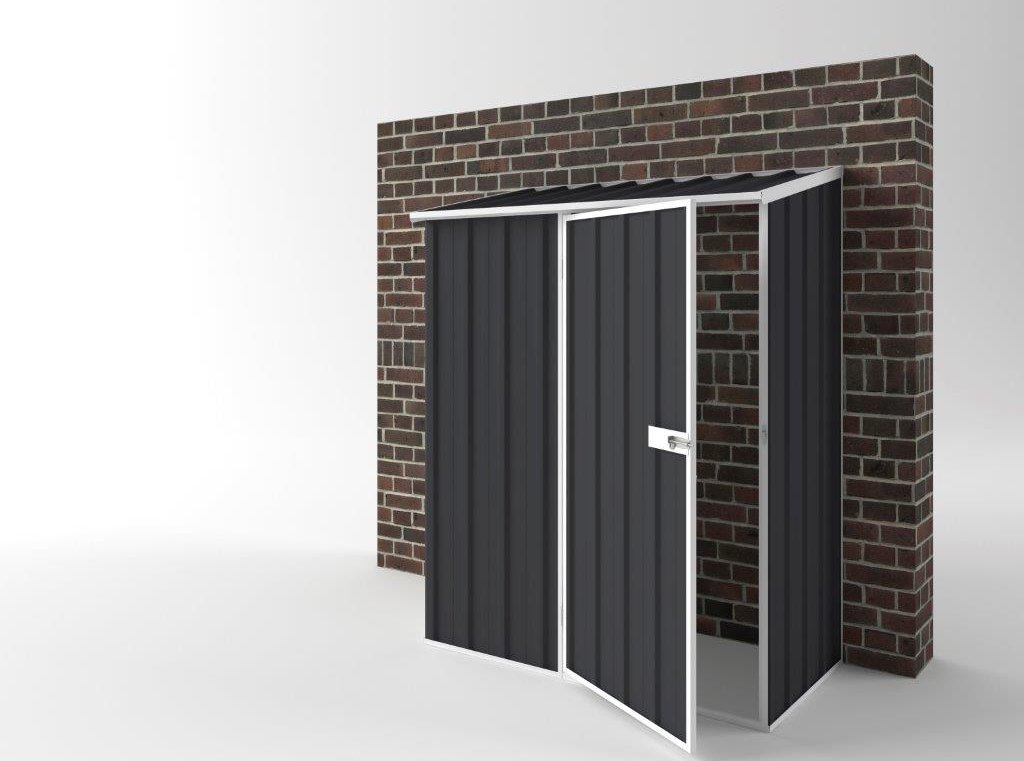 Off The Wall Garden Shed 1.50m (w) x 0.78m (d)x 1.95m (h)  Iron Grey Colour