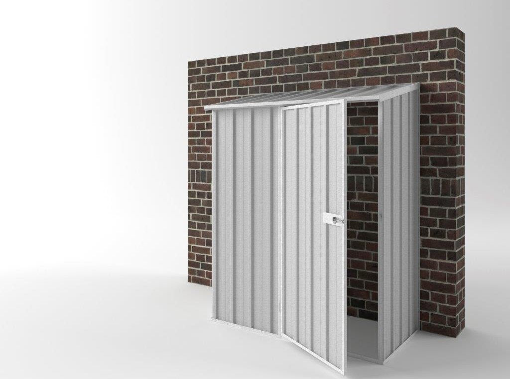 Off The Wall Garden Shed 1.50m (w) x 0.78m (d)x 1.95m (h)  Zinc Colour